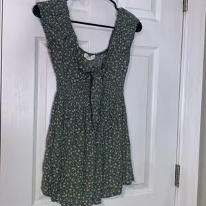 Green floral summer skater dress